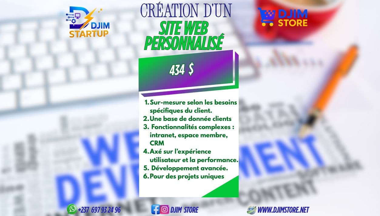 CREATION D'UN SITE WEB PERSONNALISE's cover photo